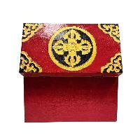 Buddhist Wooden Box With [snow Lion] Design, Tibetan Style With Traditional Color