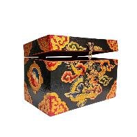 Buddhist Wooden Box With [dragon] Design, Tibetan Style With Traditional Color