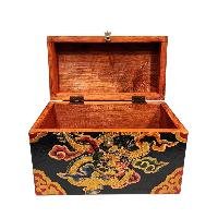 Buddhist Wooden Box With [dragon] Design, Tibetan Style With Traditional Color