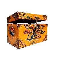 Buddhist Wooden Box With [dragon] Design, Tibetan Style With Traditional Color