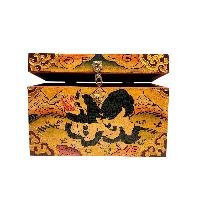 Buddhist Wooden Box With [snow Lion] Design, Tibetan Style With Traditional Color