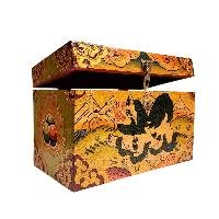 Buddhist Wooden Box With [snow Lion] Design, Tibetan Style With Traditional Color