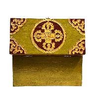 Buddhist Wooden Box With [dharmachakra] Design, Tibetan Style With Traditional Color