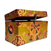 Buddhist Wooden Box With [dharmachakra] Design, Tibetan Style With Traditional Color