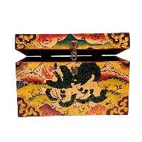 Buddhist Wooden Box With [snow Lion] Design, Tibetan Style With Traditional Color