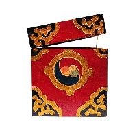 Buddhist Wooden Box With [cheppu] Design, Tibetan Style With Traditional Color