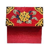 Buddhist Wooden Box With [cheppu] Design, Tibetan Style With Traditional Color