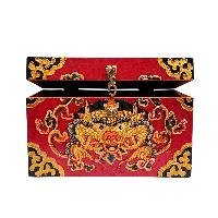 Buddhist Wooden Box With [cheppu] Design, Tibetan Style With Traditional Color