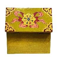 Buddhist Wooden Box With [dragon] Design, Tibetan Style With Traditional Color