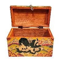 Buddhist Wooden Box With [snow Lion] Design, Tibetan Style With Traditional Color