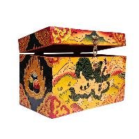 Buddhist Wooden Box With [snow Lion] Design, Tibetan Style With Traditional Color