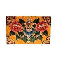 Buddhist Wooden Box With [flower] Design, Tibetan Style With Traditional Color