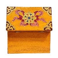 Buddhist Wooden Box With [cheppu] Design, Tibetan Style With Traditional Color