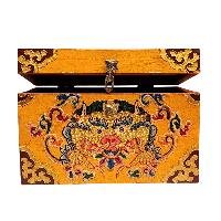 Buddhist Wooden Box With [cheppu] Design, Tibetan Style With Traditional Color