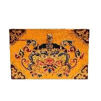 Buddhist Wooden Box With [cheppu] Design, Tibetan Style With Traditional Color