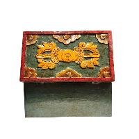 Buddhist Wooden Box With [tiger And Endless Knot] Design, Tibetan Style With Traditional Color