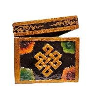 Buddhist Wooden Box With [tiger] Design, Tibetan Style With Traditional Color