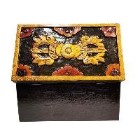 Buddhist Wooden Box With [tiger] Design, Tibetan Style With Traditional Color