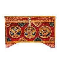 Buddhist Wooden Box [ashtamangala Design], Tibetan Style With Traditional Color