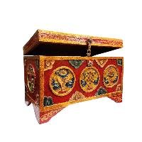 Buddhist Wooden Box [ashtamangala Design], Tibetan Style With Traditional Color