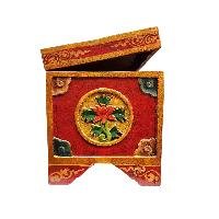 Buddhist Wooden Box [ashtamangala Design], Tibetan Style With Traditional Color