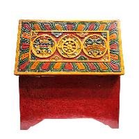 Buddhist Wooden Box [ashtamangala Design], Tibetan Style With Traditional Color