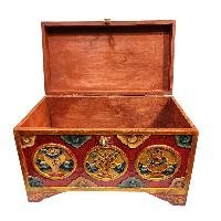 Buddhist Wooden Box [ashtamangala Design], Tibetan Style With Traditional Color