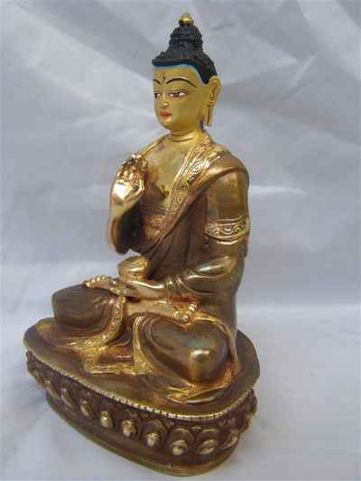 [best Price], Amoghasiddhi Buddha Statue, [partly Gold Plated], [painted Face], For A Gift, Altars And Buddhist Ritual