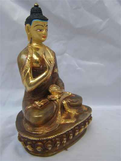 [best Price], Amoghasiddhi Buddha Statue, [partly Gold Plated], [painted Face], For A Gift, Altars And Buddhist Ritual