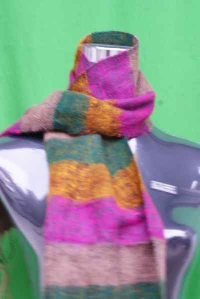 Yak Wool Muffler, Nepali Acrylic Hand Loom Muffler, Striped